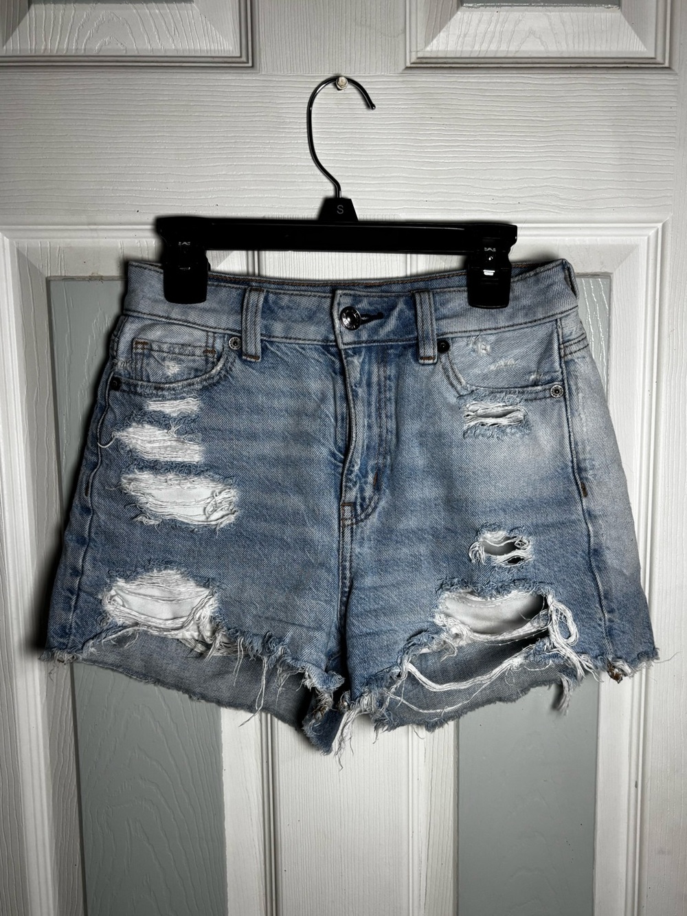 American Eagle Outfitters Light Blue Distressed Denim Shorts